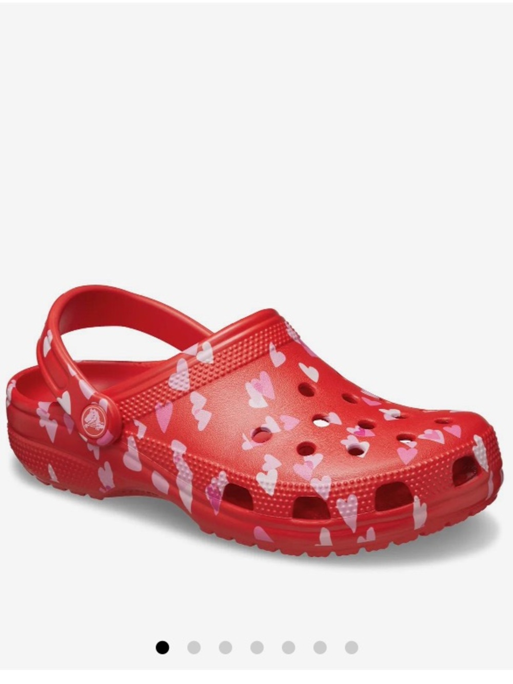 CROCS Red Clog with Pink Heart Print - Kids